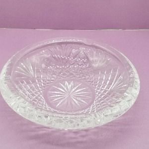 Cut Crystal Ashtray Round Heavy  Clear Vintage ash tray
